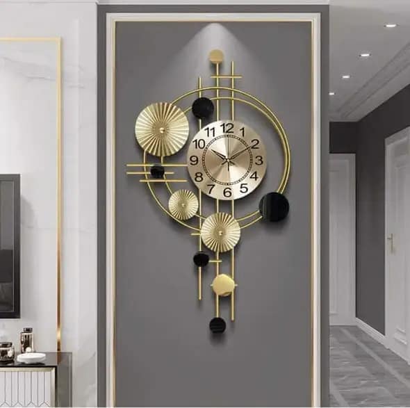 long golden metal wall clock India