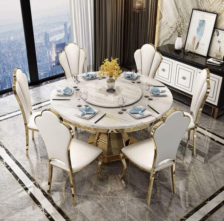 SS full set dining table chairs